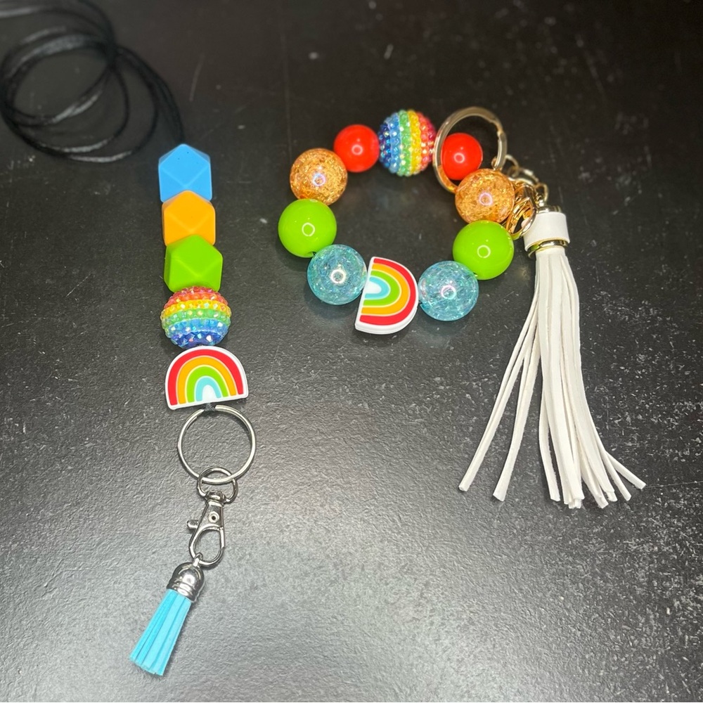 Rainbow Lanyard & Matching Wristlet